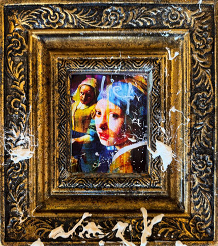 Melkmeisje & Meisje met de Parel 20 x 20 Melkmeisje & Meisje met de Parel (in gouden fotolijst)