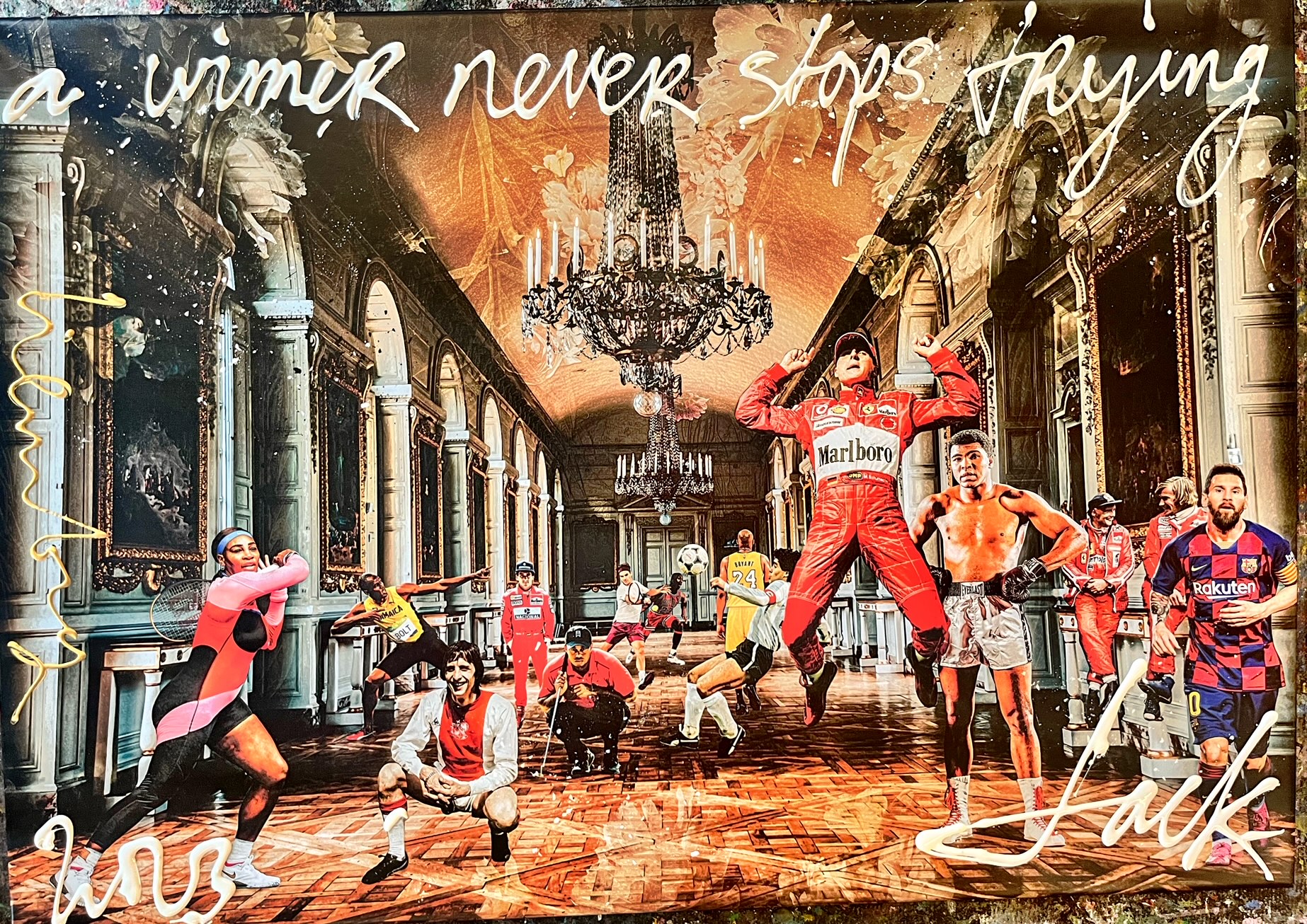 A WINNER NEVER STOPS TRYING Modern pop art schilderij - A WINNER NEVER STOPS TRYING - Jacksart - 70x100