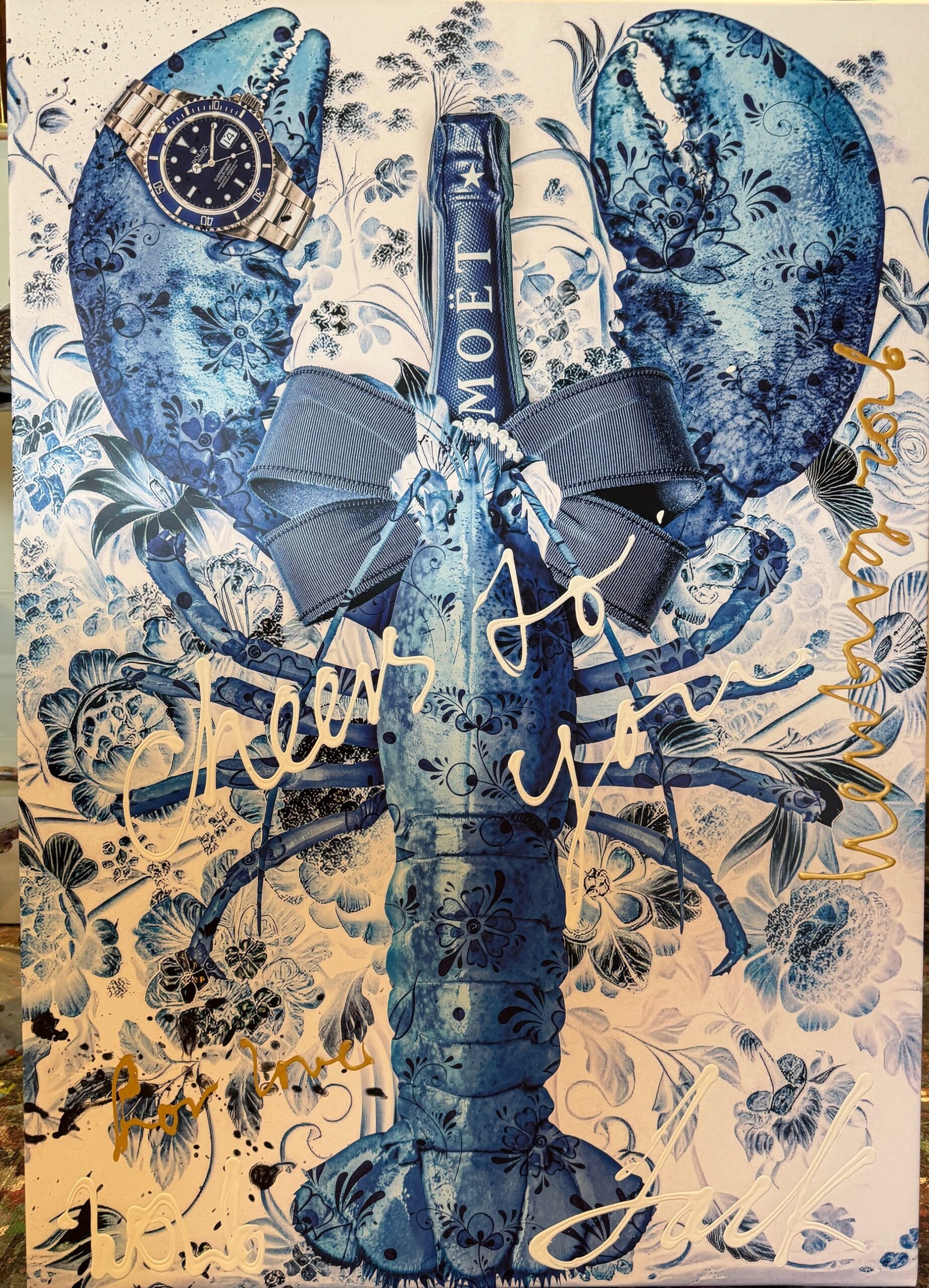 Modern pop art schilderij - Kreeft Blue - Jacksart - 70x100